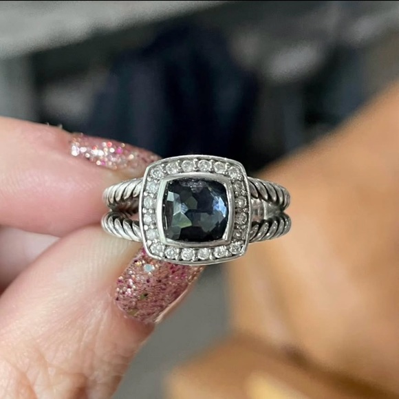 David Yurman Petite Albion Ring with Lavender Amethyst/Hematine and Pavé Diamond - Picture 2 of 7